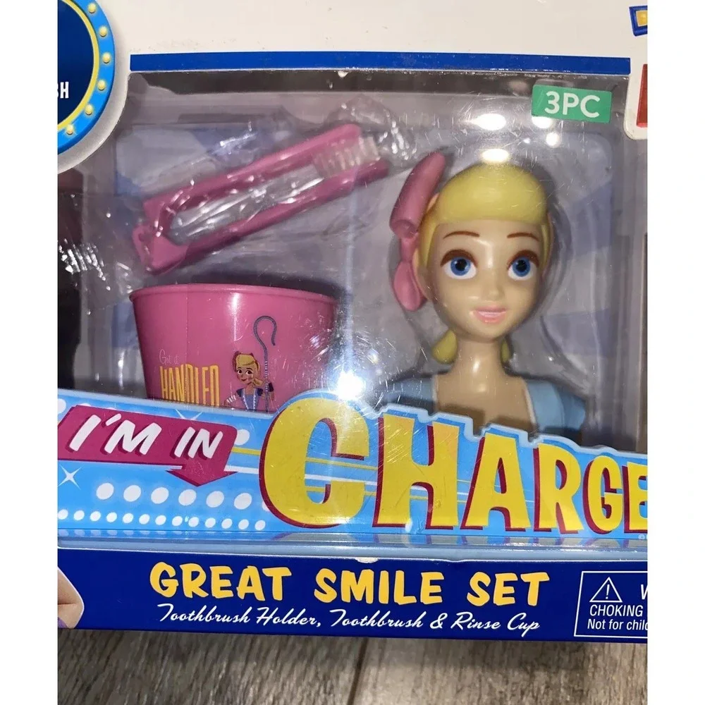 New Disney Pixar Toy Story 4 Bo Peep 3-Piece‎ Toothbrush and Holder Set